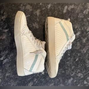 White and Beige High-Top Sneakers ShuShop